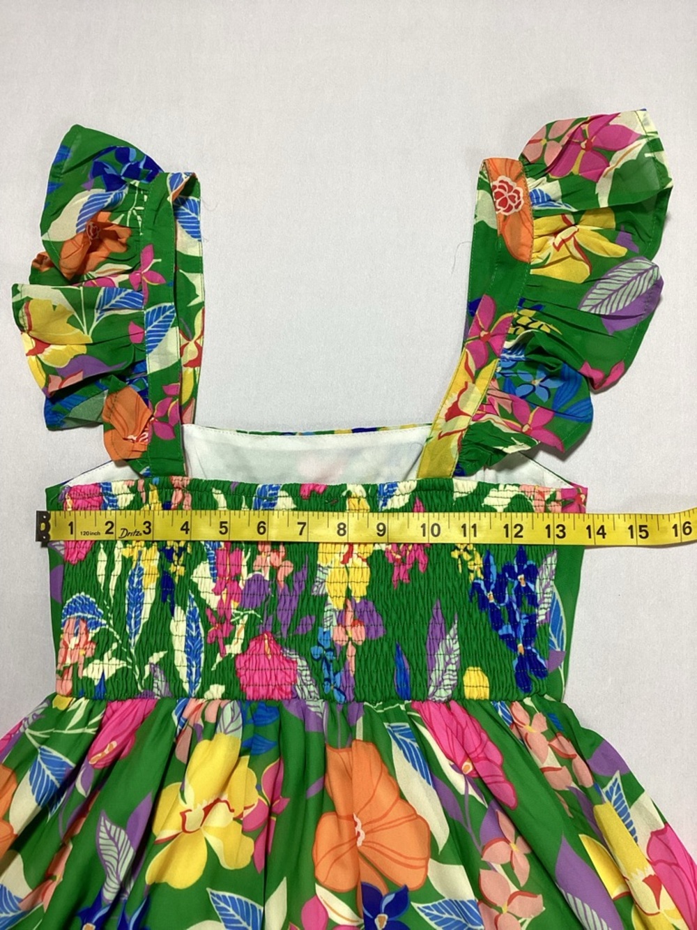 Flying Tomato Green Floral Ruffle Maxi Dress with Multicolor Floral Print - Picture 11 of 13